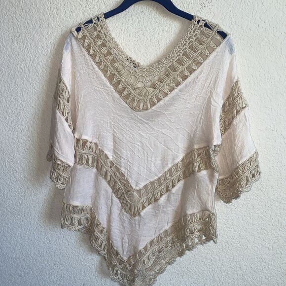 Women Boho Open Crochet Whimsy Lagenlook Artsy Cottagecore Fairycore Cover Up - Picture 6 of 8